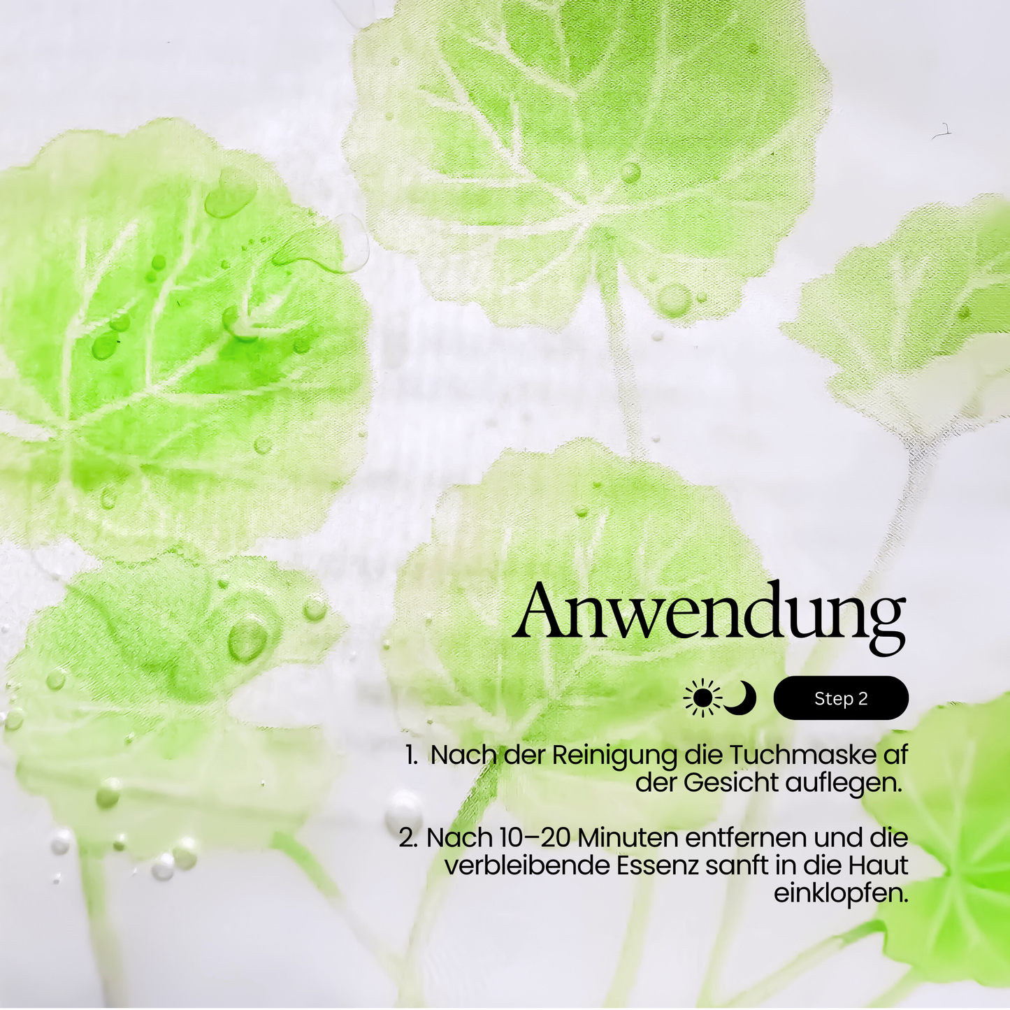 Anwendung einer beruhigenden Tuchmaske nach der Gesichtsreinigung