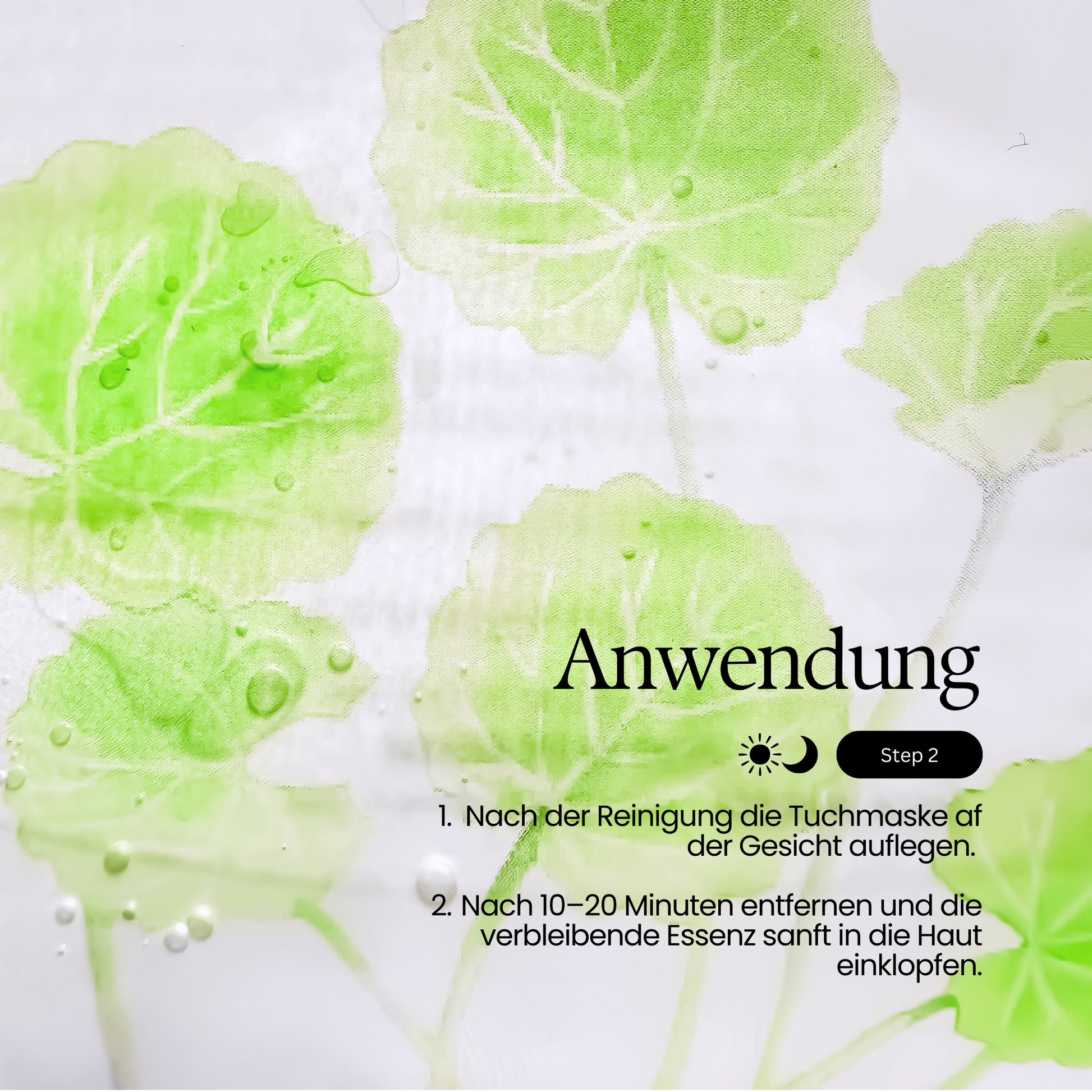 Anwendung einer beruhigenden Tuchmaske nach der Gesichtsreinigung