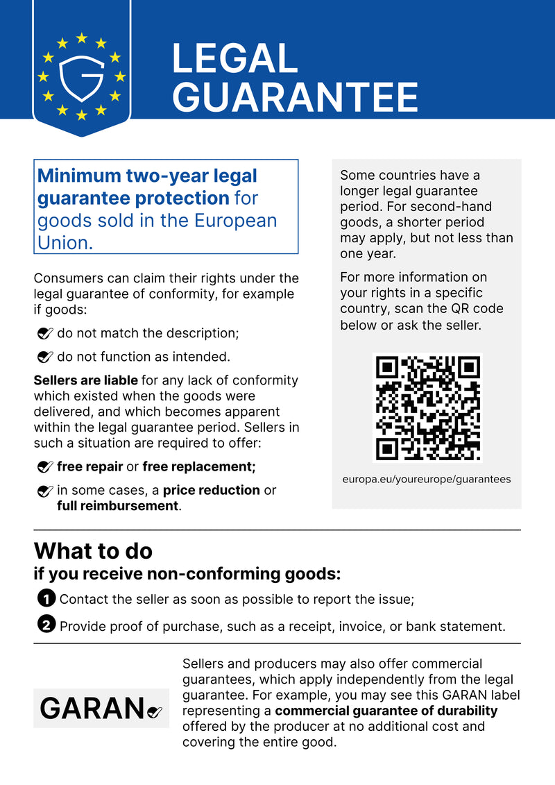 Notice regarding statutory warranty rights