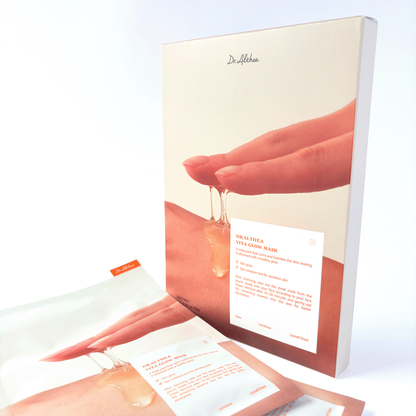 4er Box steht in der Mitte des Bilds mit K-Beauty Masken der Marke Dr.Althea für alle Hauttypen mit Vitamin C für ein Glow.